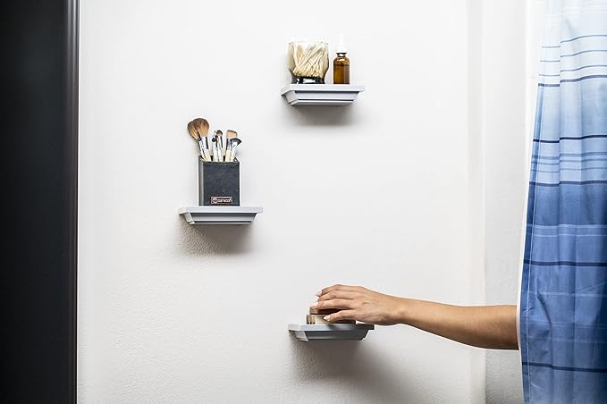 Small Shelves Set of 3 - Decorative Mini Wall Mounted Shelves for Bathroom, Living Room, Kitchen, Bedroom & Office - 6 in x 4 in