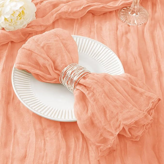 20 Pack Peach Cheesecloth Napkins Spring Cloth Napkins Set of 20 Dinner Napkins Bulk 21x21 Inches for Wedding Bridal Shower Baby Shower Valentine's Day