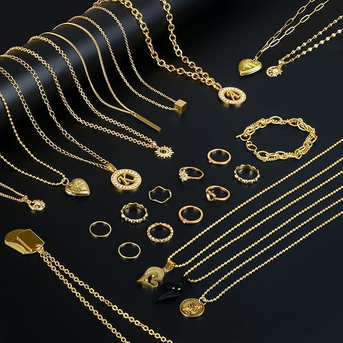 Ecoofor Gold Necklace Chains for Jewelry Making, 95.1 Feet 12 Rolls Jewelry Chains for DIY Necklace Bracelet Jewelry Making with Jump Rings/Lobster Clasps/Connectors