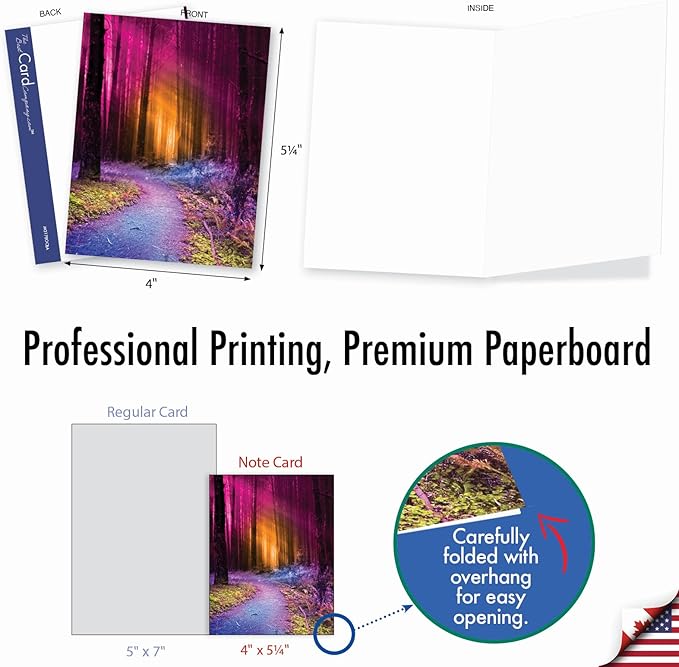 The Best Card Company - 20 Landscape Nature Note Cards Blank (4 x 5.12 Inch) (10 Designs, 2 Each) - Extreme Colors AM3178OCB-B2x10