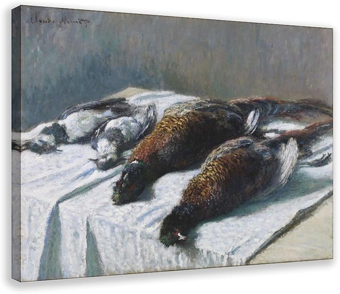 40+ Monet Famous Print Posters Still Life with Pheasants And Plovers by Claude Monet Impressionism Canvas Posters Print Wall Art Bedroom Office Room Decor Gift Frame 16×24inch(40×60cm)