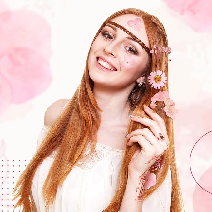 Fabbay 200 Pcs Dried Pressed Flowers Real Dry Natural Flower Leaf Dried Flowers for Resin Pressed Flower Kit for Plant Herbarium Scrapbooking DIY Candle Crafts (Pink)