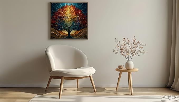 JYXSJYYD 5D DIY Diamond Art Kits for Adults,Colorful Tree Diamond Paintings Kits for Beginners,Paint by Diamonds Dot Full Drill Round Art Crafts,Home Wall Art Decor 13.8x13.8 inches