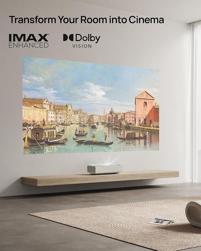 XGIMI AURA Series UST Laser Projector, Dolby Vision, IMAX Enhanced, 1,000,000:1 Dynamic Contrast Ratio, 0.177:1 Throw Ratio, Harman Kardon, 2300 Lumens AURA 2 ATV White