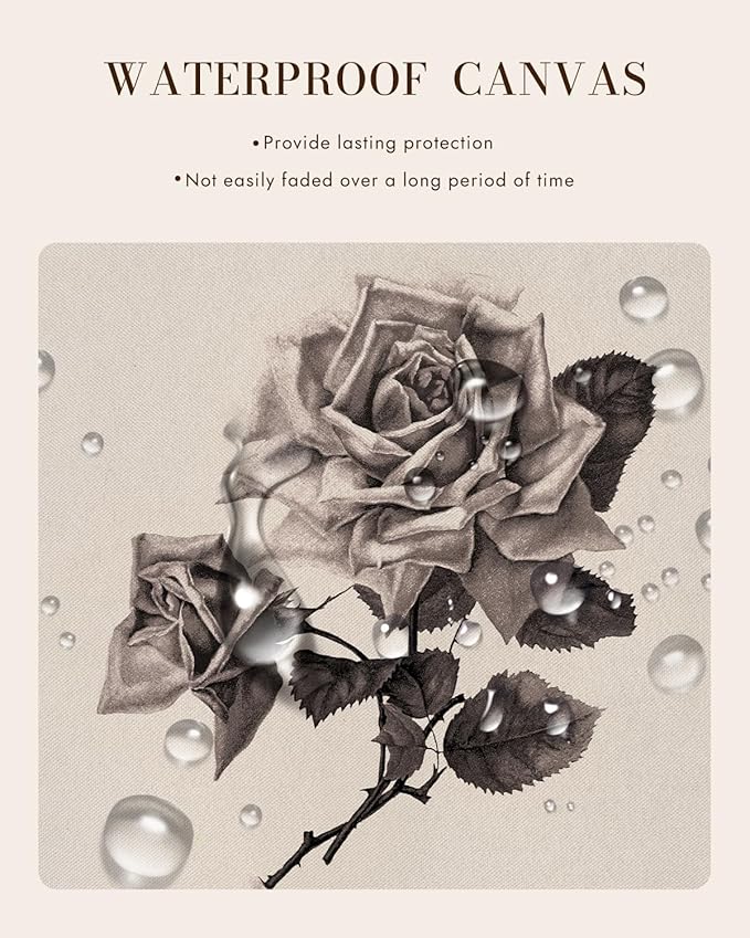 Bzstyleart Vintage Wall Art Decor for Living Room,Rose Flower Canvas Prints,Gold Framed Vintage Wall Decor,Sketch Painting Picture,Home Decor Aesthetic for Shelf Kitchen Bathroom,12L x 16W