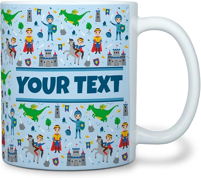 Personalized Mug for Kids - Princes - Custom Name/Text, Ceramic Hot Chocolate/Cocoa/Coffee Cup for Boys, Birthday/Christmas/Holiday Gift - 11 oz, Black Handle