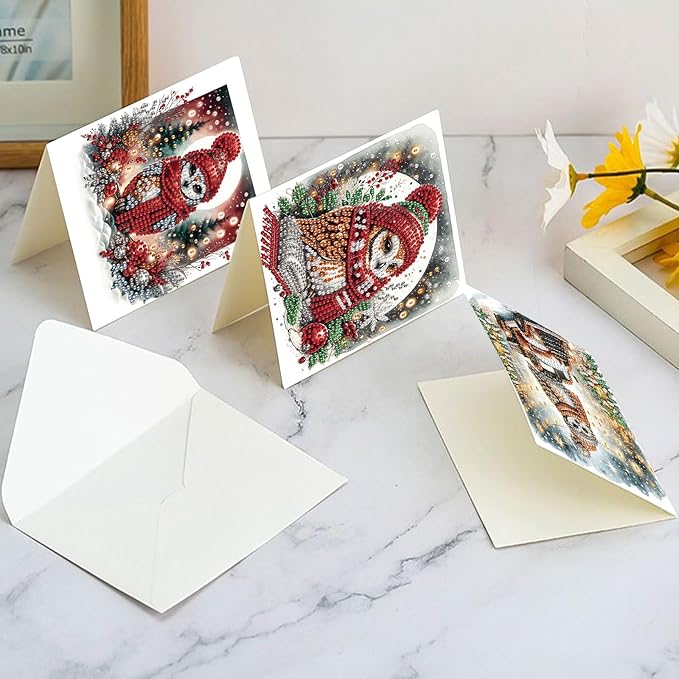 Diamond Painting Greeting Card Kit, Special Shaped Diamonds Painting, DIY Handcraft for Relatives and Friends with Wishes,Unique Design Crafting for Birthday or Holiday Cards