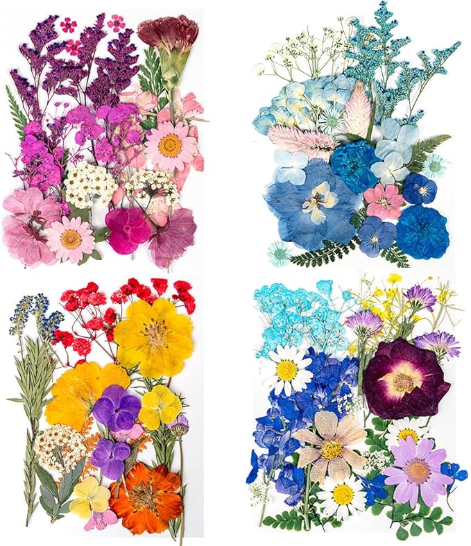 95Pcs Dried Pressed Flowers for Resin, Natural Dried Flowers Leaves, Real Herbs Kit for Scrapbooking DIY Art Crafts, Epoxy Jewelry, Candle, Soap Making, Nails Decor