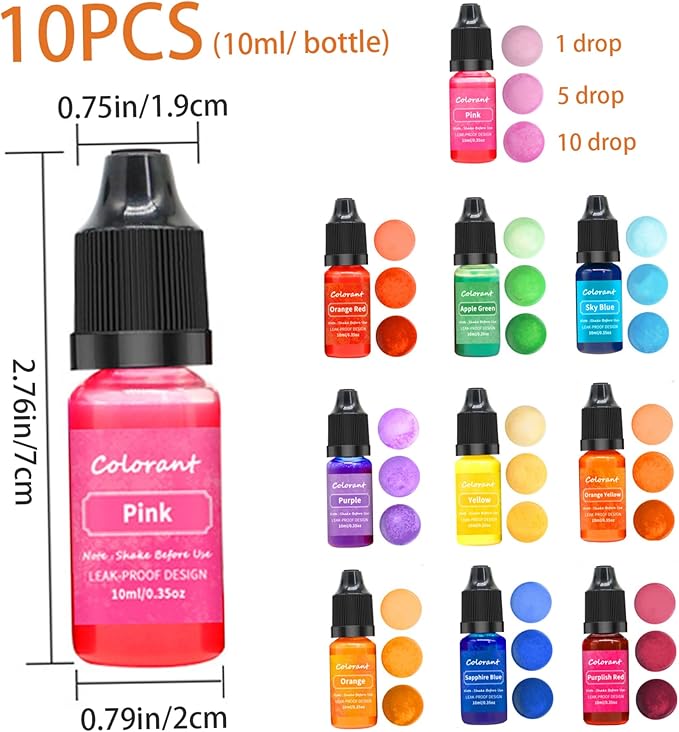 Wax Dye Candle Dye 10 Colors 10ml/Bottle Candle Colour Vivid Oil-Based Soap Highly Concentrate Colour for Making Supplies
