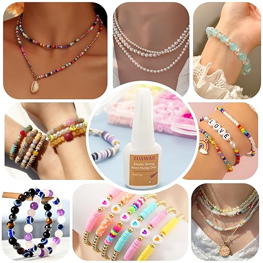 3 Pcs Bracelet String Elastic String Kont Fixing Drip, Jewelry Glue for Elastic String, Keep Stretch String Braclet for Clay Beads Bracelets, Jewelry Making Supplies, Jewelry Making Kit