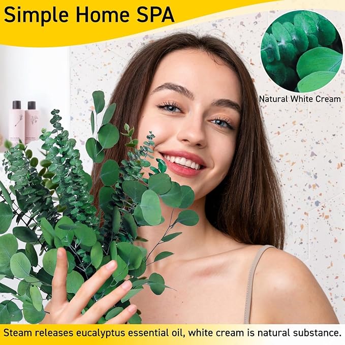 24PCS Dried Eucalyptus & Silver Dollar Leaves Bundle - 17" Large Real Eucalyptus Leaves for Shower, Home Decor, Bathroom, Dried Flowers, Christmas Garland