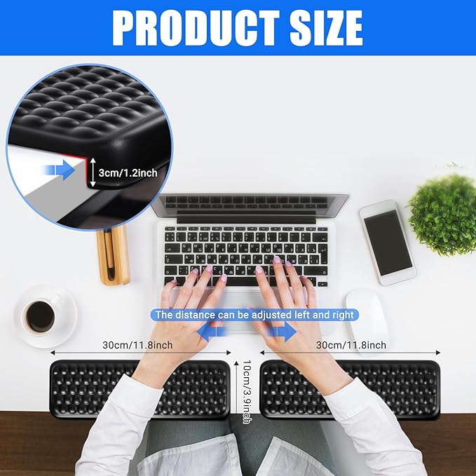 L-Shaped Desk Elbow Pad，Arm Rest for Desk 2-Piece Ergonomic Wrist Rest with Non-Slip Base Memory Foam Elbow Support Padding for Computer Keyboard, Office and Home (Leather)
