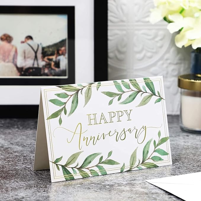 Pipilo Press Gold Foil Happy Anniversary Cards Bulk - Wedding Anniversary Cards Pack - Blank Inside with Envelopes - Pack of 48-4 x 6 in