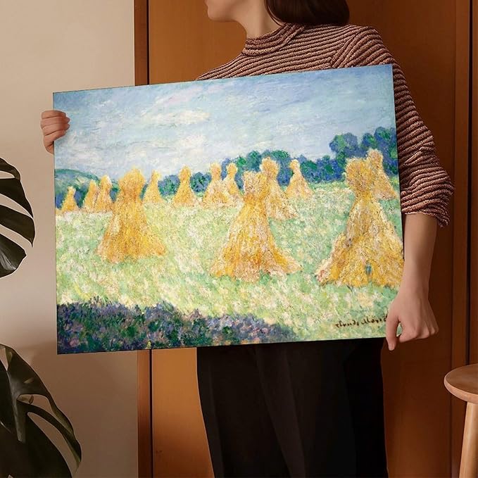 40+ Monet Famous Print Posters The Young Ladies of Giverny, Sun Effect by Claude Monet Impressionism Canvas Posters Print Wall Art Bedroom Office Room Decor Gift Frame 12×18inch(30×45cm)