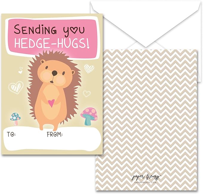 Paper Frenzy Woodland Animals Themed Valentines - 25 pack WITH ENVELOPES