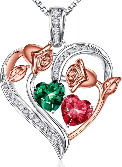 Iefil Christmas Gifts for Women Wife - 925 Sterling Silver Rose Heart Necklace, Stocking Stuffers for Women, Anniversary Birthday Gifts for Wife Girlfriend Mom