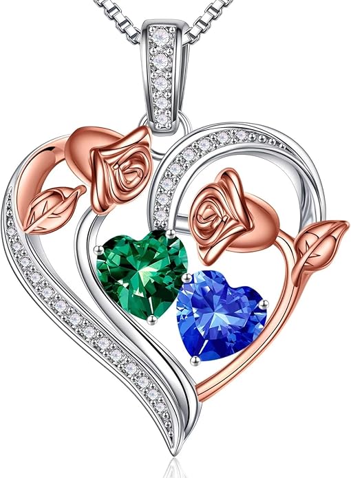 Iefil Christmas Gifts for Women Wife - 925 Sterling Silver Rose Heart Necklace, Stocking Stuffers for Women, Anniversary Birthday Gifts for Wife Girlfriend Mom