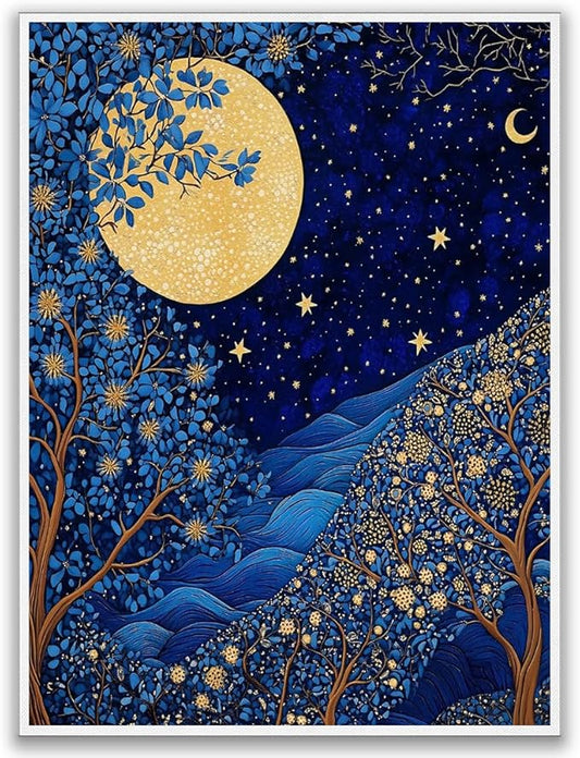 William Morris wall art Print,William Morris Poster,Vintage Poster,William Morris Moon & Stars Print,Vintage Wall Art,Textiles Wall Art for Bedroom Kitchen Living Room Office 12x16in Unframed poster