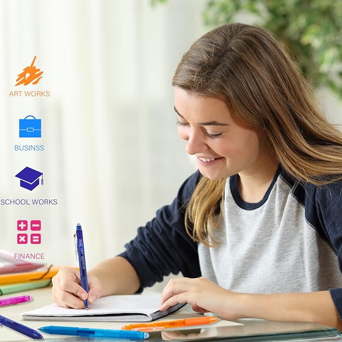 ParKoo Retractable Erasable Gel Pens Clicker 14 Colors, Fine Point 0.7mm, Make Mistakes Disappear, Comfort Grip for Writing Drawing Planners and School Supplies