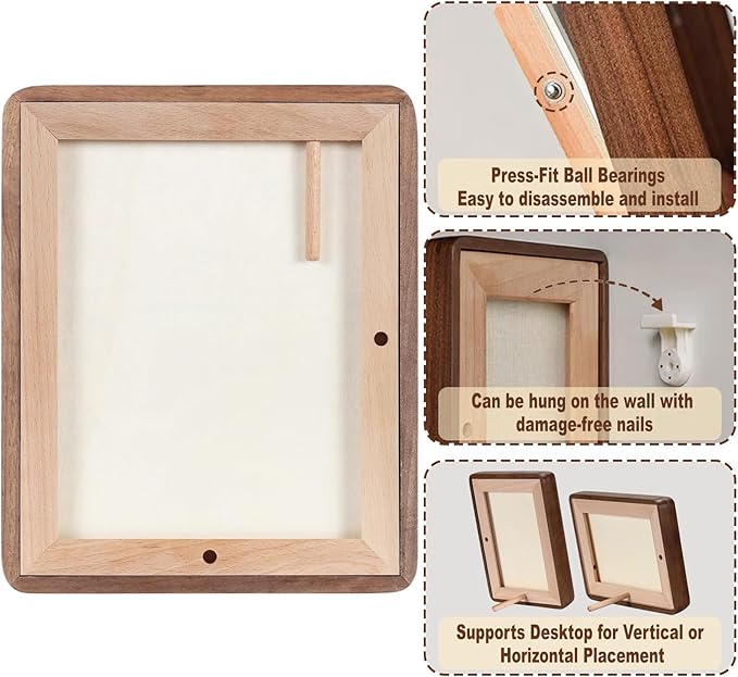 HELPLEX 8x10 Picture Frame Set of 2 - Matte Black Walnut Wood with HD Tempered Glass, Adjustable for 6x8/5x7 Matted or 8x10 Open, Gallery-Quality Vertical/Horizontal Wall or Tabletop Display