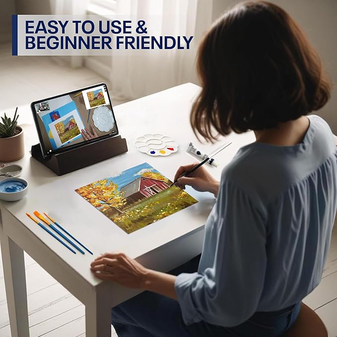 Painting4Real DIY Art Painting Kit for Adults – Learn to Paint Barn to The Peaks with Video Tutorials – 9 Pieces Acrylic Paint Set for Adults –Perfect Christmas Crafts & Holiday Gifts for Art Lovers
