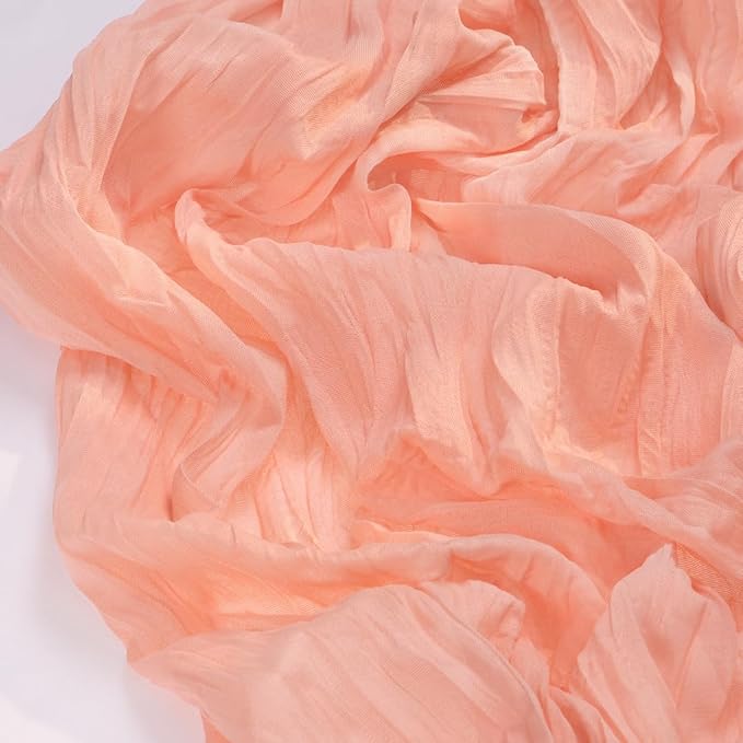 Socomi 6pcs Coral Peach Valentine's Day Cheesecloth Table Runner Boho Rustic Gauze 120 inch 10FT Cheese Cloth Runner for Wedding Party Baby Shower Birthday Home Decor Holiday Decorations