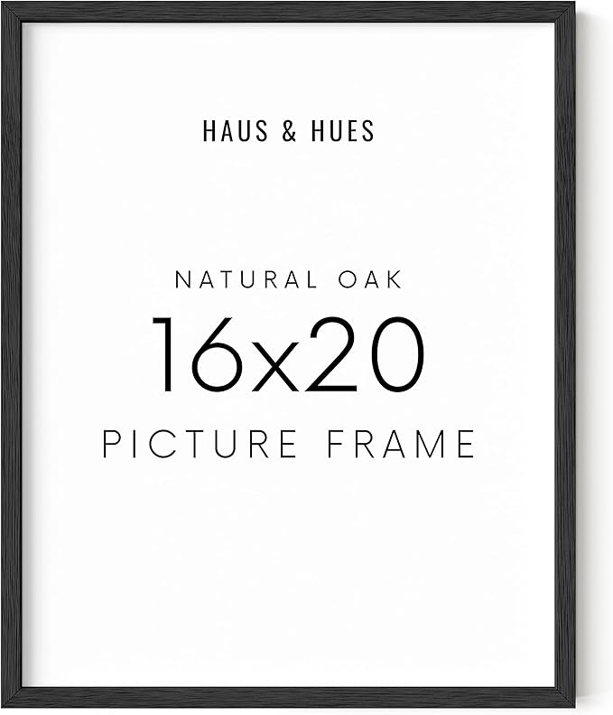 HAUS AND HUES 16x20 Black Oak Frame - Wooden Poster Holder, Rustic Wall Display