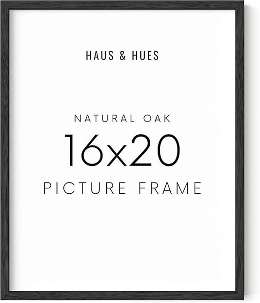 HAUS AND HUES 16x20 Black Oak Frame - Wooden Poster Holder, Rustic Wall Display