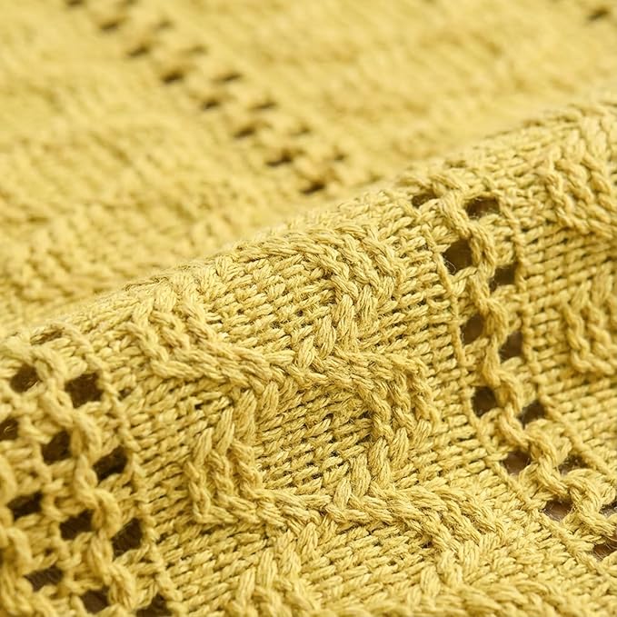 Artoid Mode Yellow Farmhouse Woven Rustic Hollow Table Runner, Seasonal Holiday Hollow Kitchen Dining Table Decoration for Home Party Decor 12x36 Inch