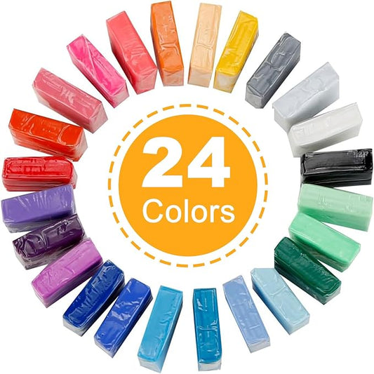 CiaraQ 24 Colors Small Block Polymer Clay Starter kit, Oven Bake Clay, CPSC Conformed Non-Toxic Molding DIY Clay, Great for Kids, Beginners