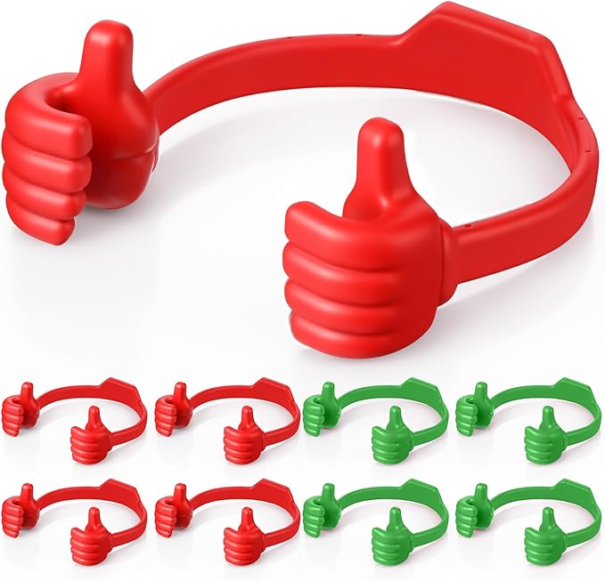Yaomiao 8 Pcs Thumbs up Cell Phone Stands Universal Cell Phone Holder Flexible Mobile Phones Stand Adjustable Smartphone Stand Holder for Desk Offices Bedrooms Airplanes Travel (Red, Green)