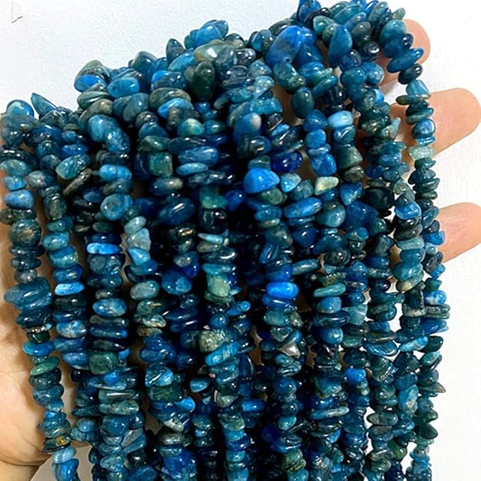 Gemstone Chips Natural Blue Apatite 3-5mm Healing Crystals Waist Bracelets Necklace Kit Irregular Stone DIY Crafts Design Jewelry Making Approxi 32 inch