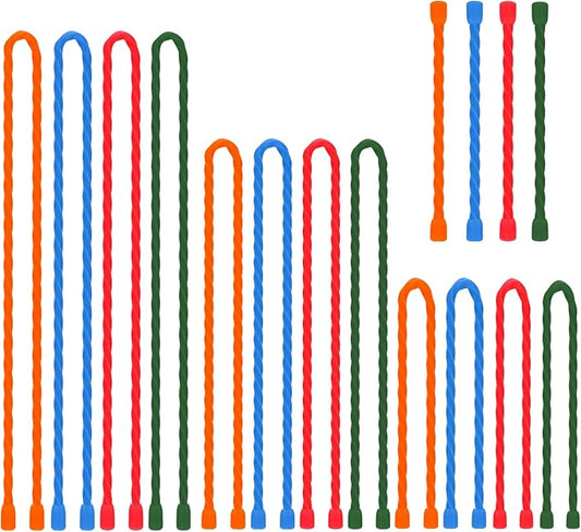 16 PCS Silicone Cable Ties Steel-Core Reusable Twist Ties Cable Tie Straps for Organizing Bundling and Holding All Purpose Bendable Cord Tie for Indoor and Outdoor 6 12 18 24 inch (4 Colors)