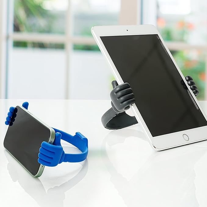 HONSKY 3361942 Cute Thumbs Up Adjustable Tpu Flexible Mobile Cell Phone Tablet Computer Display Stand Holder for Bed Desk - Blue and Black