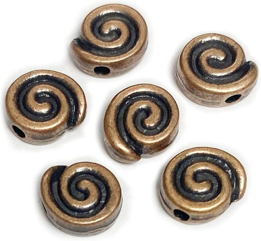 Heather's cf 77 Pieces Copper Tone Pattern Flat Beads Findings for Jewelry Making 10mm