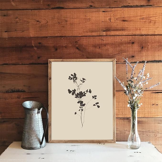 uniro Vintage Wall Art Prints, Neutral Floral Sketch Painting, Minimalist Wall Decor Botanical Canvas Prints, Cottage Core Decor, Vintage Art Pictures for Bedroom Bathroom(8" x 10"-UNFRAMED)
