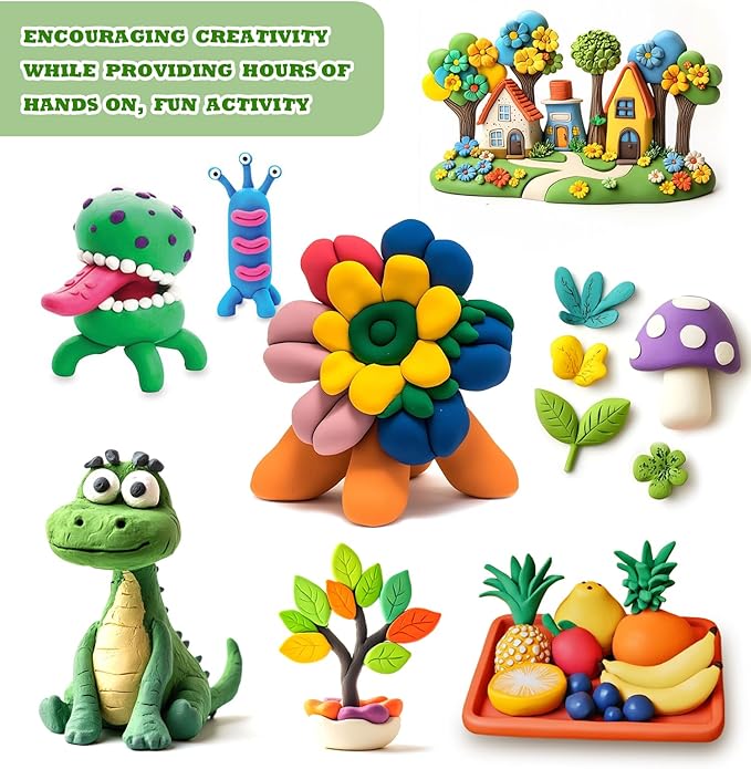 Air Dry Clay for Kids 150 Colors Air Foam Clay, Magic Clay, Non-Sticky Soft and Super Light Molding Clay with Sculpting Tools, Guide, Arts and Crafts Gift for Boys Girls Kids 3 Age+