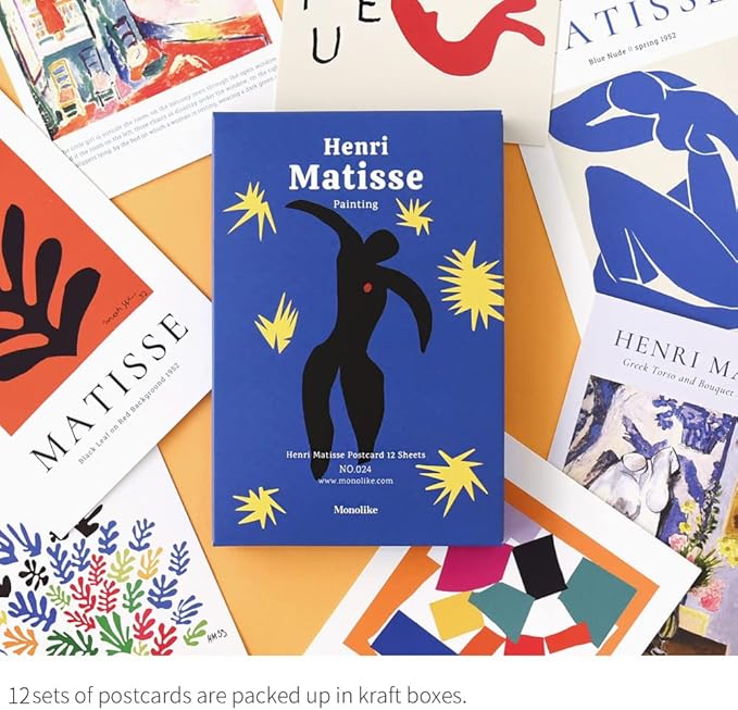 Monolike Henri Matisse Painting Single card - mix 12 pack, It consists of 12 famous paintings by Henri Matisse.