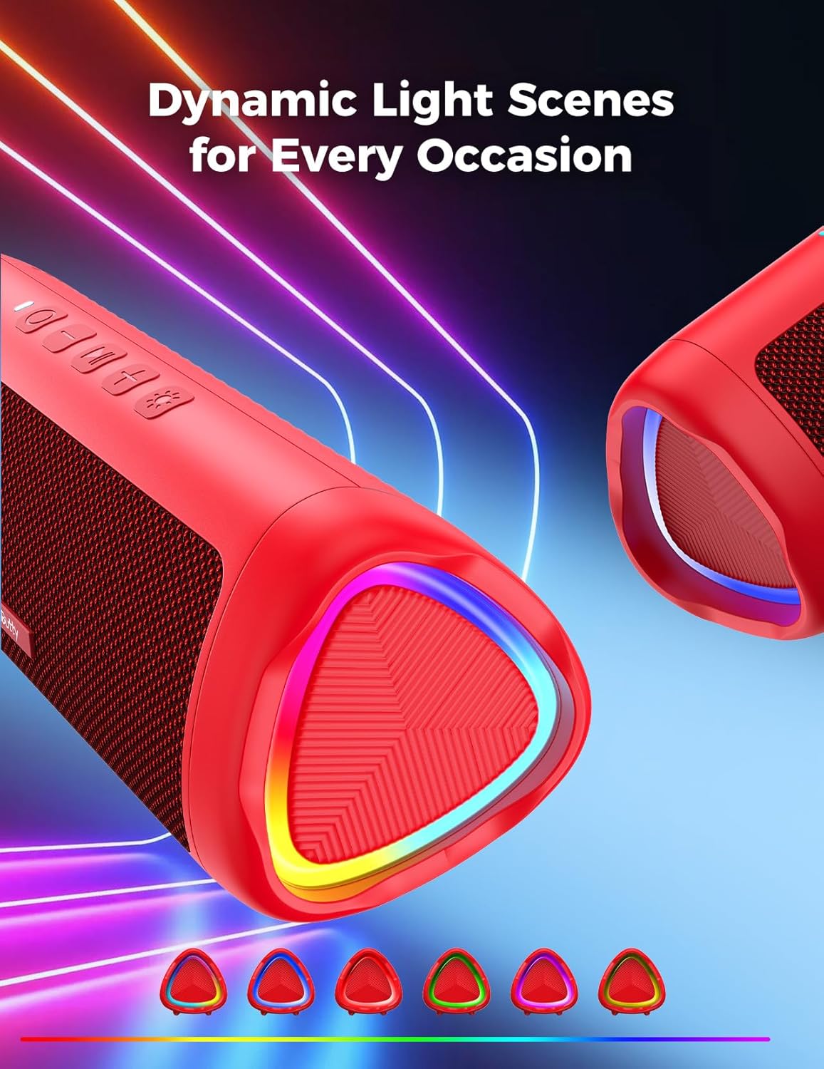 Bluetooth Speaker with HD Sound, Portable Wireless, IPX5 Waterproof, Up to 20H Playtime, TWS Pairing, BT5.3, for Home/Party/Outdoor/Beach, Electronic Gadgets, Birthday Gift (Red)