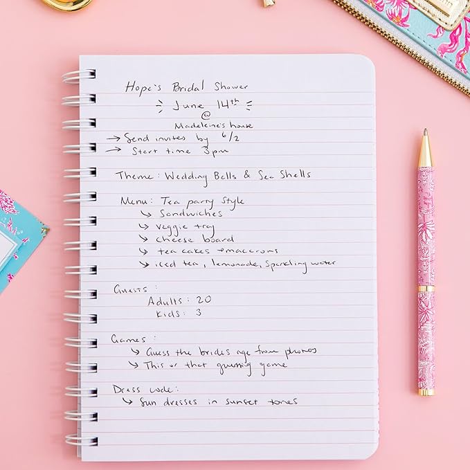 Lilly Pulitzer Hardcover Mini Spiral Notebook, 8.25" x 6.5" Small Journal with 160 College Ruled Pages (Rousseau Pink Cute as Shell)