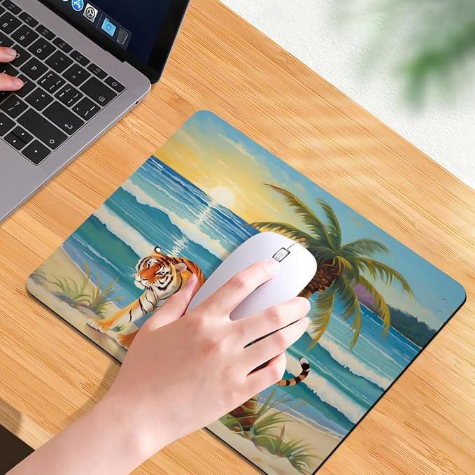 Tiger by The Seaside Texture Mouse pad, Square Waterproof and Anti Slip Mouse pad for Office laptops