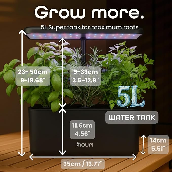 Nouri 7 Pod Smart Garden for Home Cooks | w/Heirloom Basil | Hydroponics Growing System | LED Grow Lights | Indoor Herb Garden Kit | Herb Growing Kit Indoors for Plant Lovers, Gardeners, Kitchen