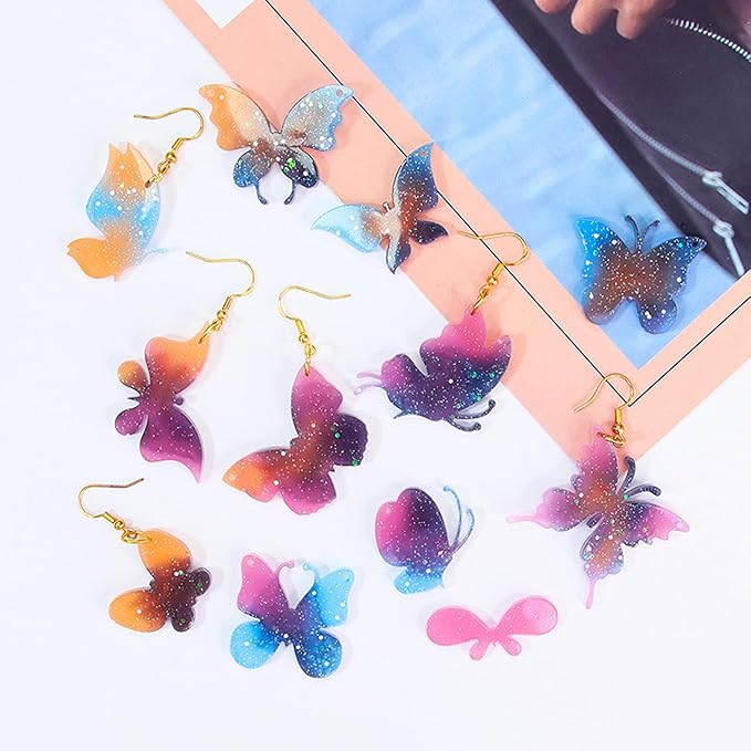 Resin Earring Molds, 2Pcs Butterfly Silicone Molds Keychain Pendant Molds Silicone Molds for Resin Jewelry, DIY Art Craft (B)