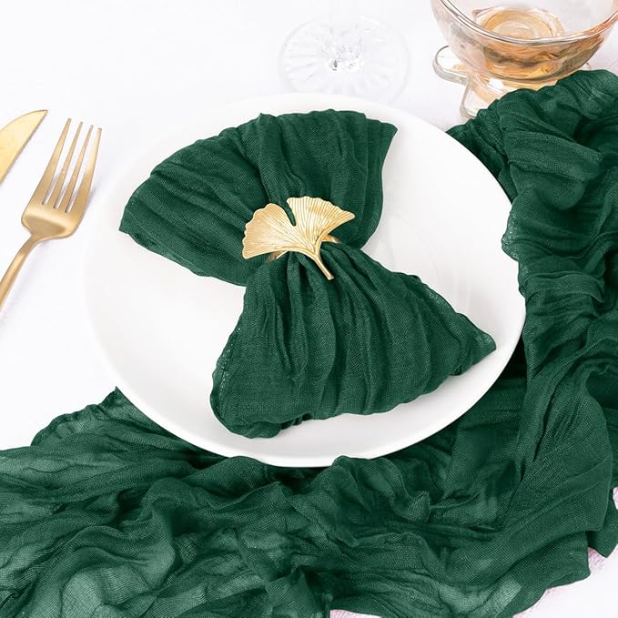 20 Pack Emerald Green Cheesecloth Napkins Spring Cloth Napkins Set of 20 Dinner Napkins Bulk 21x21 Inches for Wedding Bridal Shower Baby Shower Valentine's Day