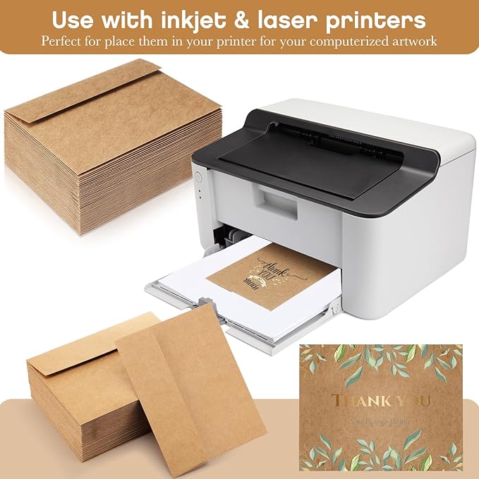 Fainne 1000 Pack Brown Envelopes Bulk, Kraft Envelopes for Invitation, 120 GSM Gift Card for Office, Gift, Party, Baby Shower, Wedding (A2,5.75 x 4.375")