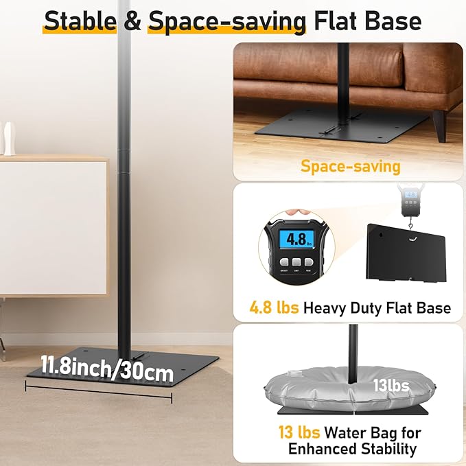 EMART Outdoor Projector Screen with Stand, 120 Inch Portable Projector Stand Indoor with Heavy Duty Flat Base, 16:9 4K HD Rear Front Movie Screen for Backyard, Party, Night (with Water Bag, Carry Bag)