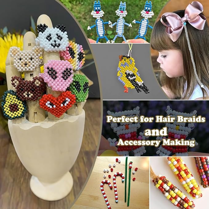 1100pcs Pony Beads,Beads for Jewelry Making,Hair Beads,Friendship Bracelet Bead Kit for Bracelets Making,Pony Bead for Crafts,Bulk,Jewelry Necklace Keychain Charms Making Supplies
