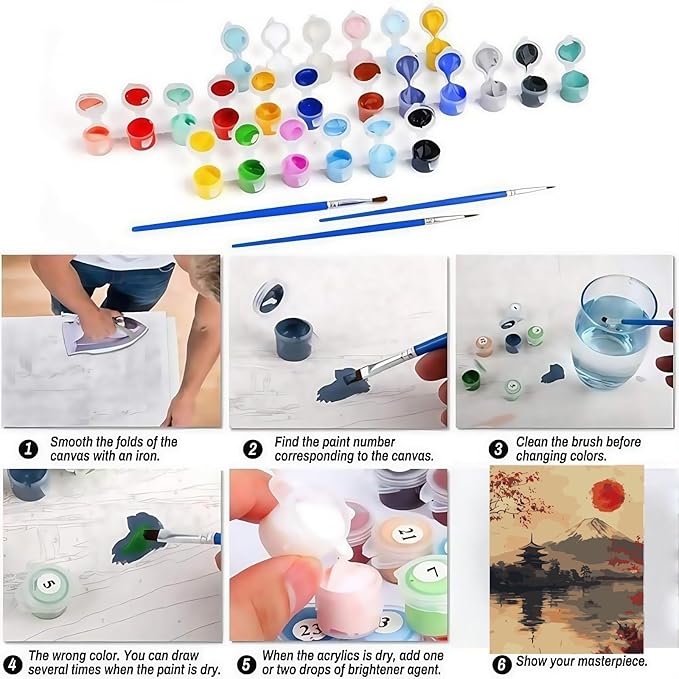 BYGFHLYW Paint by Numbers Kit for Adults, Mount Fuji Landscape Adult Paint by Number Kits On Canvas, DIY Acrylic Oil Number Painting Kits for Beginners, Color by Numbers for Home Wall Decor 12x16Inch