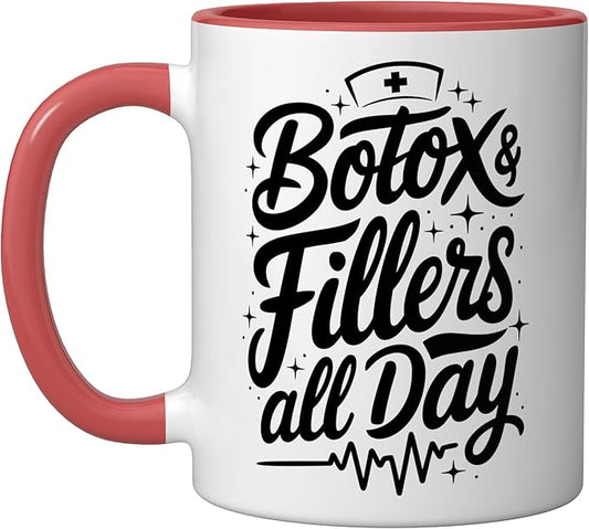 Botox Nurse Injector Design for Aesthetic Cosmetic Nursing Ceramic Mug, Red/White