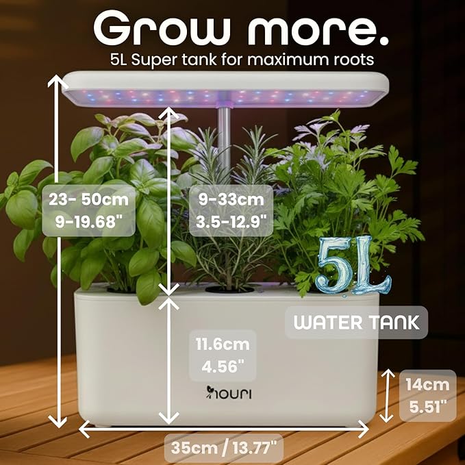 Nouri 7 Pod Smart Garden for Home Cooks | w/Heirloom Salad | Hydroponics Growing System | LED Grow Lights | Indoor Herb Garden Kit | Herb Growing Kit Indoors for Plant Lovers, Gardeners, Kitchen